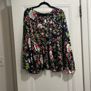 NYCO navy floral blouse